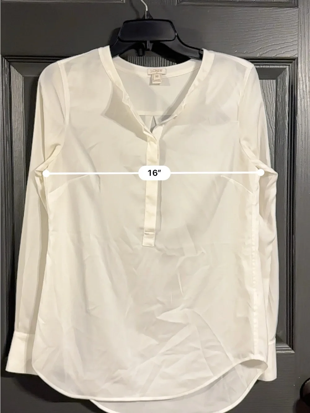 J. Crew White Split V-Neck Long-Sleeve Blouse